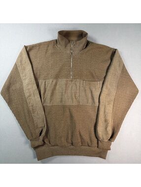 Vintage Envoy Quarter Zip Sweater Mens M Brown Ribbed 100% Cotton Knit Pullover